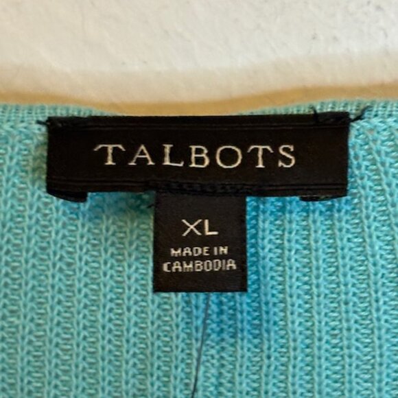 Talbots Sweater Women's Size XL Knit Short Sleeve Office Blue NEW - Picture 3 of 4